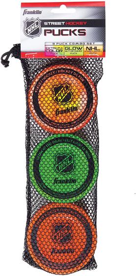 Imagem de Franklin Sports Street Hockey Pucks - Disco de treino de hóquei indoor e street - 3-Pucks Cores Variadas