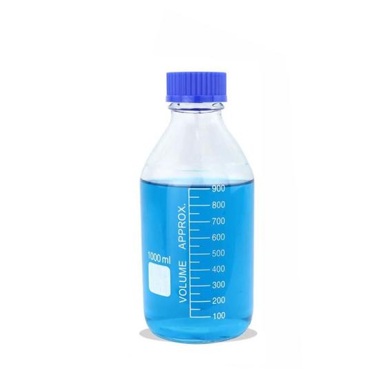 Imagem de Frasco 1000mL Reagente Boro 3.3 Vidro Tampra Rosca Azul Graduado