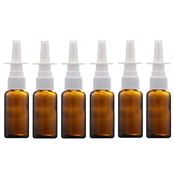 Imagem de Frasco Spray Nasal de Vidro Âmbar VASANA (6 Unidades) - 20ml, Recarregável, Pulverizador Fino