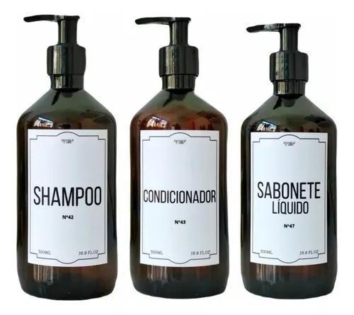 Imagem de Frascos Ambar Pet Para Sabonete Shampoo e Condicionador Pote Minimalista Resistente