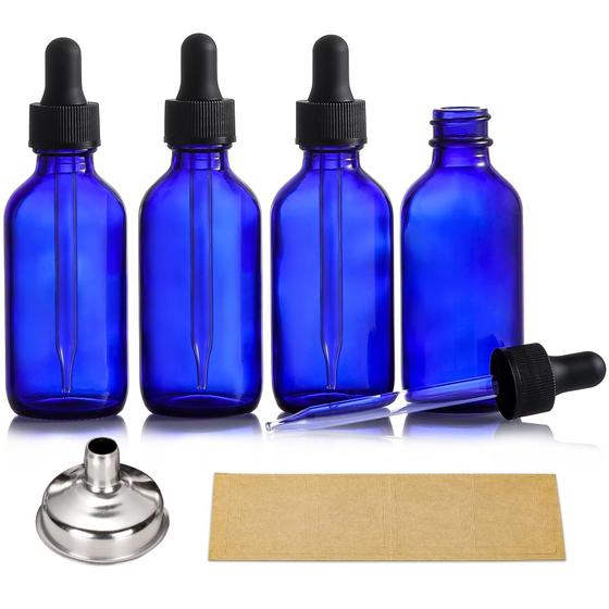 Imagem de Frascos de Vidro Âmbar Escuro AOZITA (60ml) com Conta-Gotas - Pacote com 4