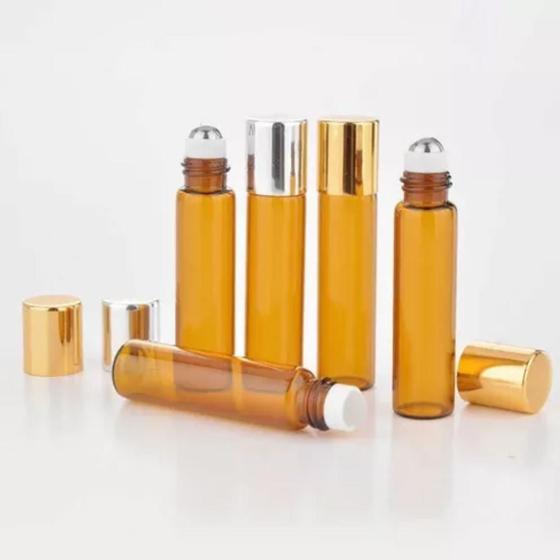 Imagem de  Frascos de vidro Cor Âmbar 10ml com rollon Aromatizante e Perfume óleos essências