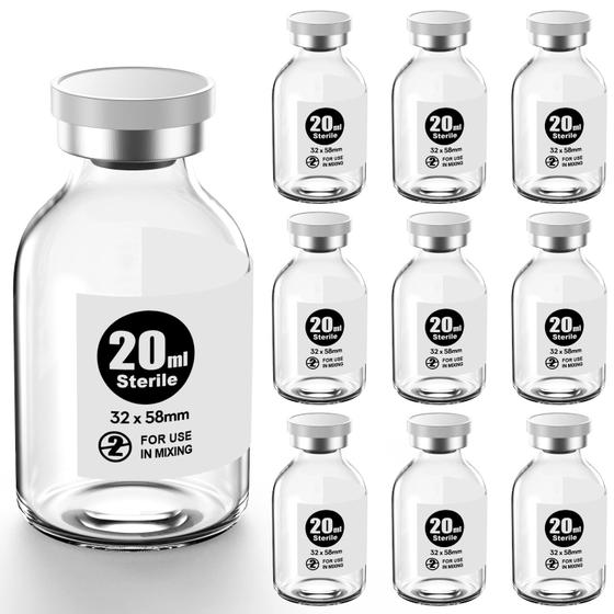 Imagem de Frascos vazios estéreis Ks-Tek 20mL com porta de injeção autocurativa