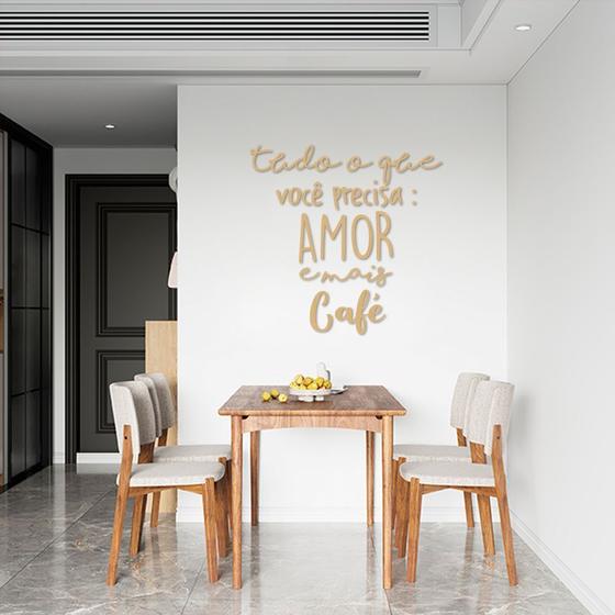 Imagem de Frase de Parede em Relevo, Amor e Cafe Areia