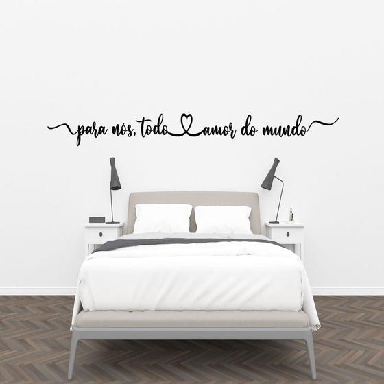 Imagem de Frase de Parede Para Nós Todo Amor do Mundo Lettering Letras MDF Preto Decorativo Quarto Cabeceira