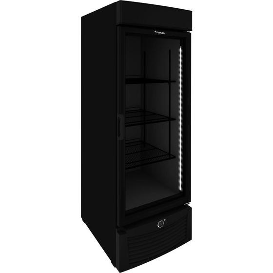 Freezer/Conservador Vertical Tripla Ação VCET 565 2V All Black Porta de Vidro Triplo Temperado c/ Aquecimento e Fechamento Automático - Fricon Menor preço em Freezer/Conservador Vertical Tripla Ação VCET 565 2V All Black Porta de Vidro Triplo Temperado c/ Aquecimento e Fechamento Automático - Fricon