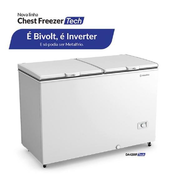 Freezer Horizontal Dupla Ação com 2 Tampas Cega 419 Litros BIVOLT- DA420IFT00 Metalfrio Menor preço em Freezer Horizontal Dupla Ação com 2 Tampas Cega 419 Litros BIVOLT- DA420IFT00 Metalfrio