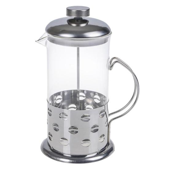 Imagem de French press luxuosa 600ml inox com bule e prensa de vidro elegante