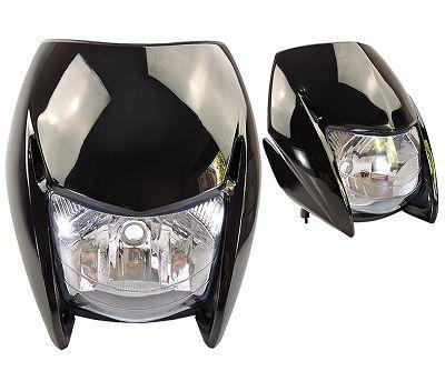 Imagem de Frente Farol Bloco Ótico Com Carenagem Frontal Honda Nxr 125 150 Bros Preta ano 2009 2010 2011 2012 2013 2014