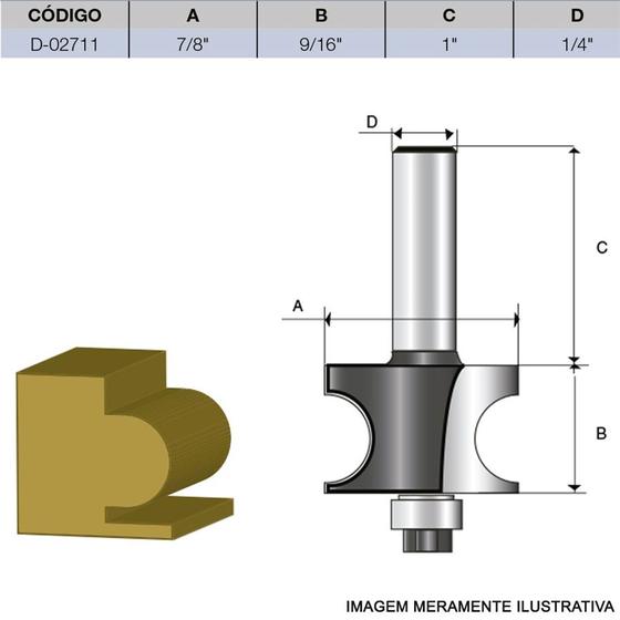 Imagem de Fresa para Moldura Côncava e Convexa com Rolamento HT 7/8 Pol D-02711 Makita