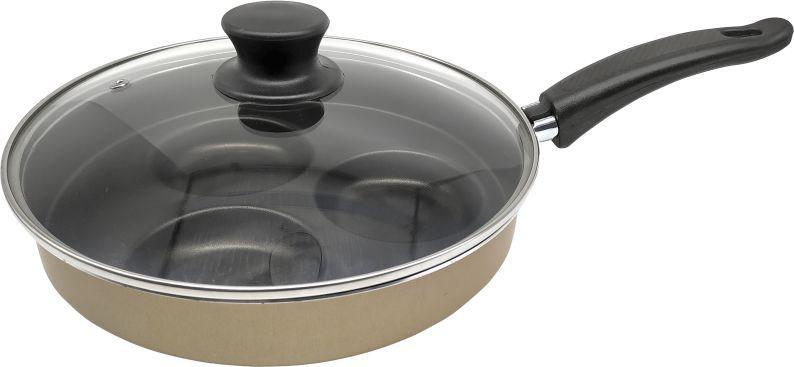 Frigideira 3 Ovos Antiaderente Bege Com Tampa De Vidro N22 Menor preço em Frigideira 3 Ovos Antiaderente Bege Com Tampa De Vidro N22