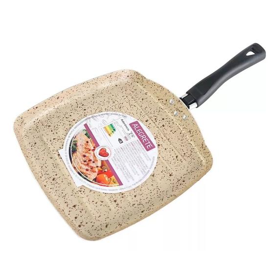 Imagem de Frigideira Alegrete Colore Grill Bistequeira 24cm Quadrada Bege Stone