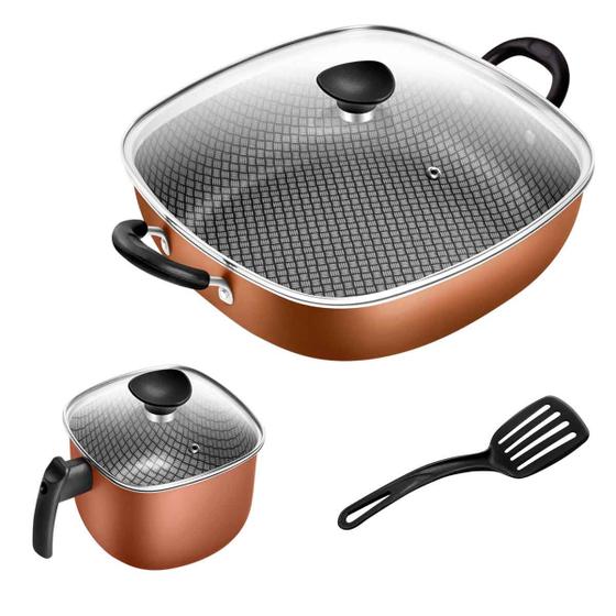 Imagem de Frigideira Antiaderente 2 Alças Wok N29 Com Caneco Quadrado Patolux