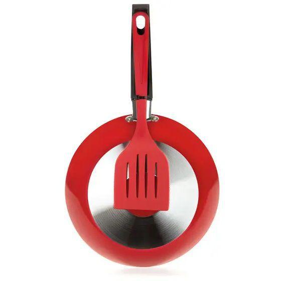Imagem de Frigideira Antiaderente 20cm Com Espátula Linha Color Vermelha Multiflon 77820 Pitanga