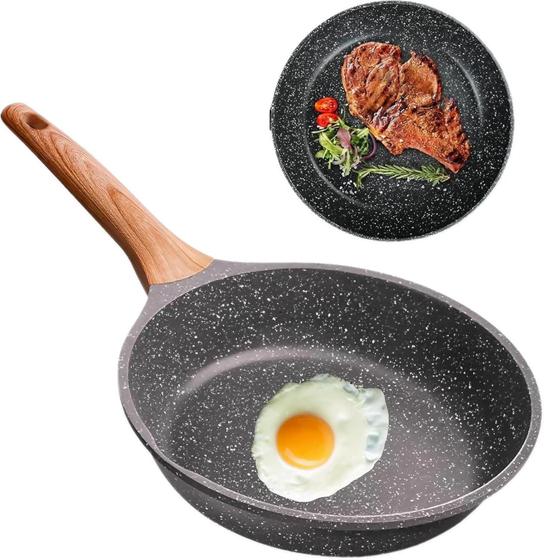 Frigideira Antiaderente 22cm em Alumínio com Revestimento Cerâmico, Frita Sem Óleo, Cabo de Madeira, Não gruda, Ideal pa Menor preço em Frigideira Antiaderente 22cm em Alumínio com Revestimento Cerâmico, Frita Sem Óleo, Cabo de Madeira, Não gruda, Ideal pa