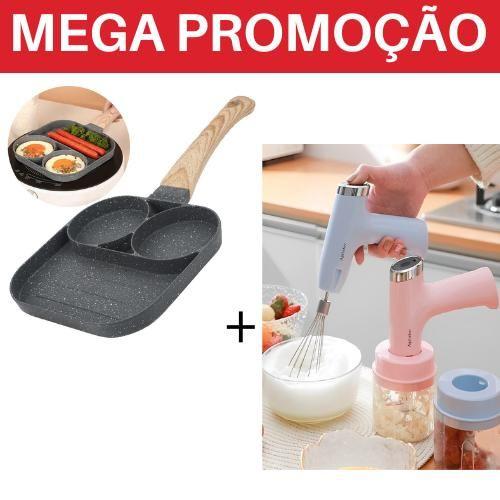 Imagem de Frigideira Antiaderente 3 Em 1 Pedra Maifan Resistente Nao Gruda  MAIS Triturador de Alimentos Mixe Mini Processador