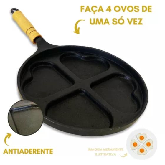 Imagem de Frigideira Antiaderente 4 Partes Formas De Coração Para Ovo