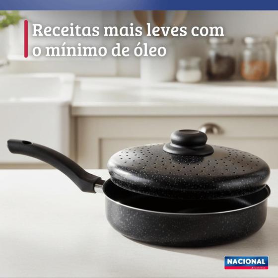Frigideira Antiaderente com Tampa de Fritura 18Cm Preto Nacional - Alumínio Nacional