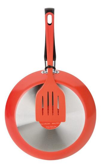 Imagem de Frigideira Antiaderente Com Teflon Com Espátula 22cm Colors Coral Multiflon