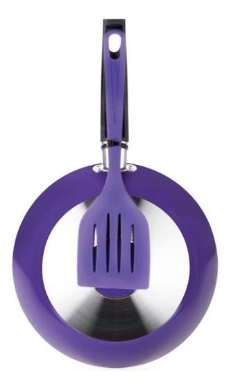Imagem de Frigideira Antiaderente Com Teflon Com Espátula 22cm Colors Violeta Multiflon