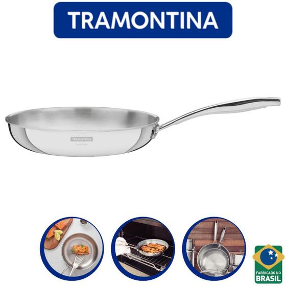 Imagem de Frigideira Antiaderente Inox Com Cabo Tramontina Grano