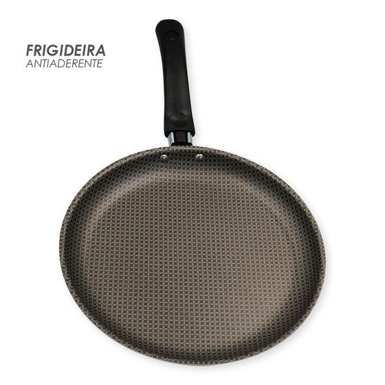 Imagem de Frigideira Antiaderente Panquequeira 22cm essencial para cozinha casa praticidade tapioca alimentos praticos desing moderno - Cinza