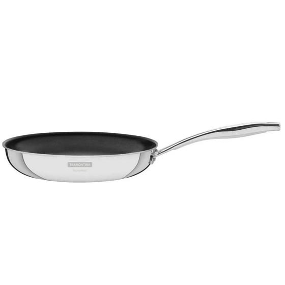 Imagem de Frigideira Antiaderente Tramontina Aço Inox Cooktop Fogão Indução Corpo Triplo 30 cm 3,4 Litros Grano