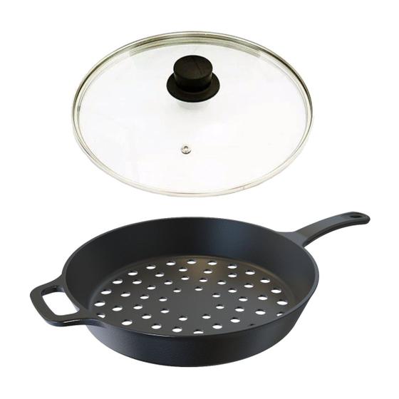 Imagem de Frigideira Assadeira Grill Furada de Ferro Fundido T/V 30cm