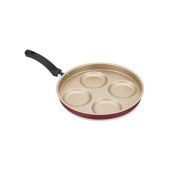 Imagem de Frigideira Cereja 4 Ovo Gourmet Multiuso Antiaderente Bege Aluminio Nacional