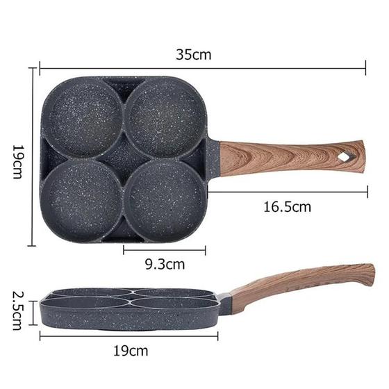 Imagem de Frigideira Com 4 Divisórias Multiuso Para Ovos Hambúrguer Bacon