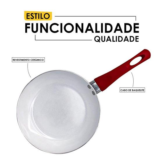 Imagem de Frigideira com Revestimento Cerâmico Antiaderente e Cabo de Baquelite 20cm Vermelho