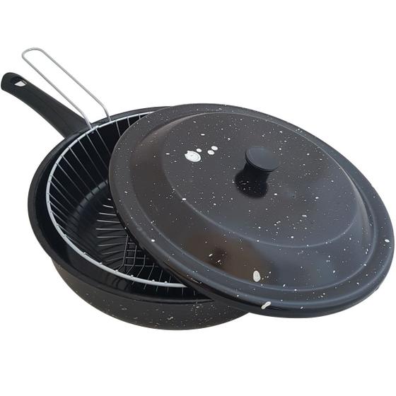 Frigideira Com Tampa E Cesto Para Fritura 2,7l Frigideira Esmaltada 3 Em 1 Fritadeira Menor preço em Frigideira Com Tampa E Cesto Para Fritura 2,7l Frigideira Esmaltada 3 Em 1 Fritadeira