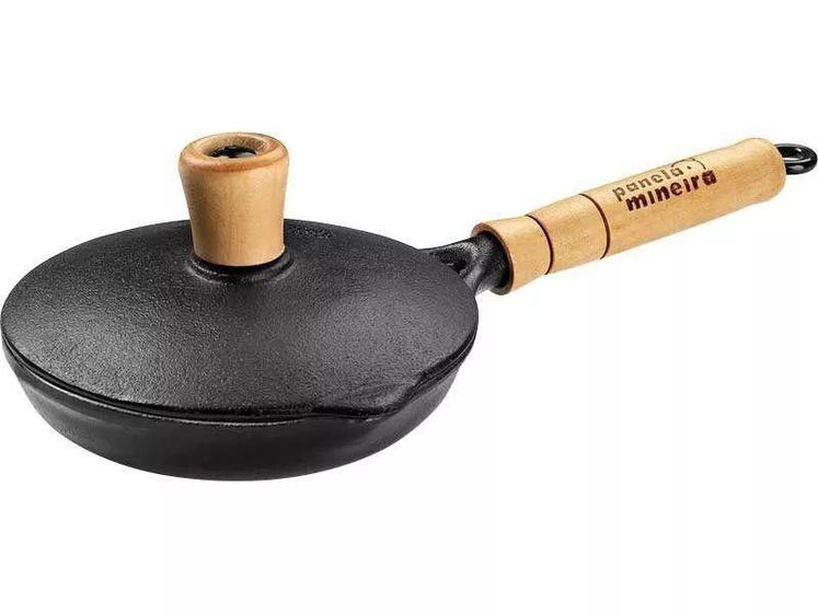 Frigideira Fast Egg Ferro Fundido Cabo De Madeira C/Tampa Panela Mineira 14,5cm de Diâmetro Menor preço em Frigideira Fast Egg Ferro Fundido Cabo De Madeira C/Tampa Panela Mineira 14,5cm de Diâmetro
