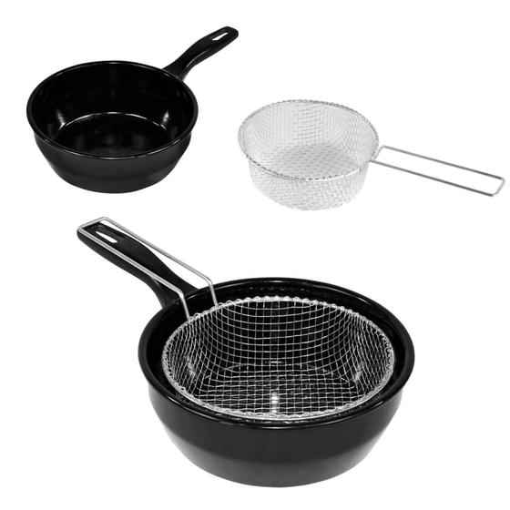 Frigideira Fritatudo com Cesto 26 cm Esmaltado - ROA Imagem de Frigideira Fritatudo com Cesto 26 cm Esmaltado