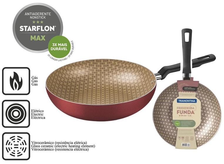 Frigideira Funda 24cm Antiaderente Loreto Tramontina Vermelha 2,2 Litros Menor preço em Frigideira Funda 24cm Antiaderente Loreto Tramontina Vermelha 2,2 Litros