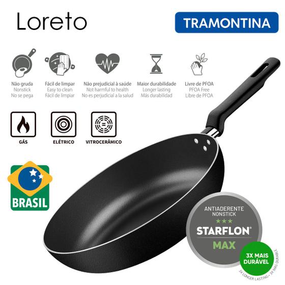 Imagem de Frigideira Funda 28cm Tramontina Loreto em Alumínio com Revestimento Antiaderente Grafite - 3,3 L