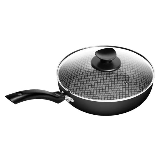 Imagem de Frigideira Funda Antiaderente Preto Nº 24 Masterflon Com Tampa Vidro Patolux