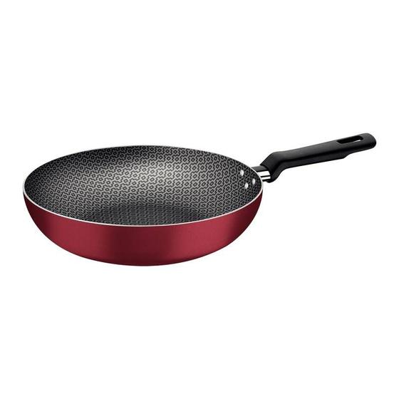 Imagem de Frigideira funda tramontina loreto em alumínio com revestimento interno e externo em antiaderente starflon max vermelho 28 cm 3,3 l