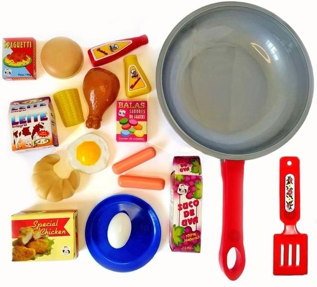 Imagem de Frigideira Gourmet Kit Cozinha Infantil Com Comidinhas 18pçs