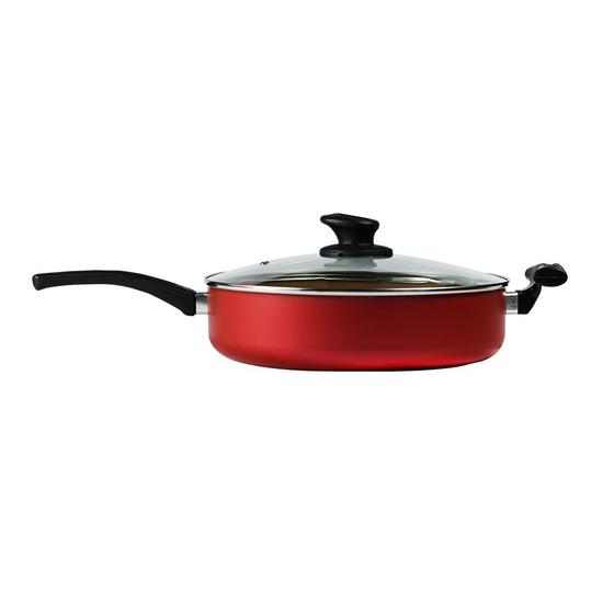 Imagem de Frigideira grande wok 30 cm teflon antiaderente tampa de vidro remaza