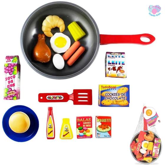 Imagem de Frigideira infantil gourmet com comidinhas brinquedo de cozinha