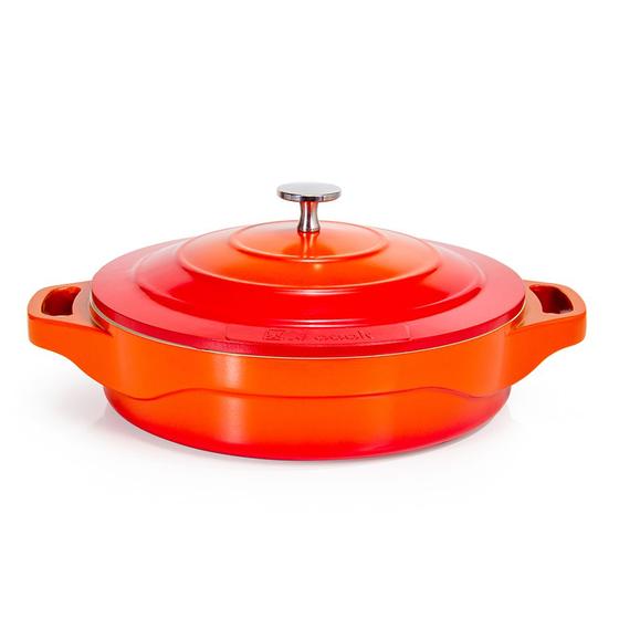 Imagem de Frigideira Laranja c/ Tampa 24cm em Alumínio com Revestimento Cerâmico e Pegadores de Silicone - Le Cook