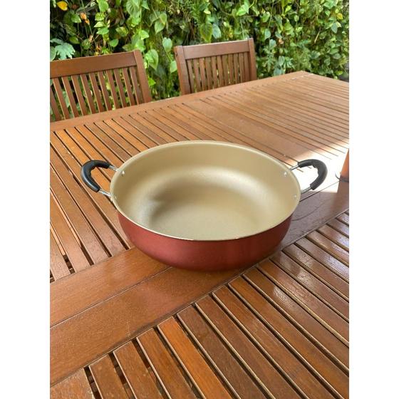 Imagem de Frigideira panela wok grande caçarol antiaderente com alças.