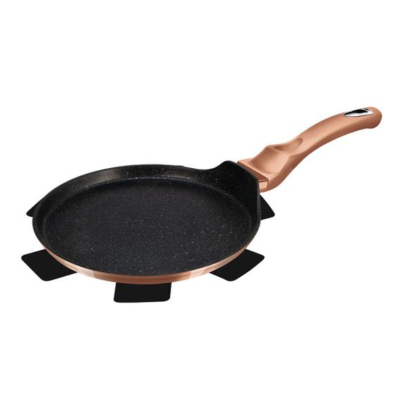 Imagem de Frigideira Panquequeira 28cm Rose Gold Berlinger Haus Descanso de Panelas Utensílios Cozinha Fritadeira Antiaderente Indução Chapa