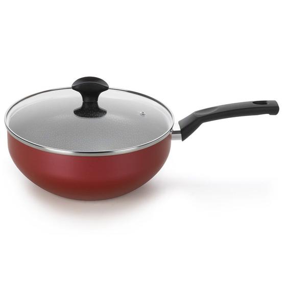 Imagem de Frigideira Wok Amora Vermelho Matte 28 cm 4,3 L em Alumínio com Revestimento Interno Antiaderente Multiflon