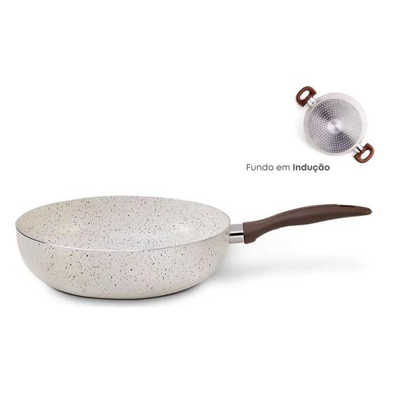 Imagem de Frigideira Wok Funda Antiaderente Ceramica 28cm Fogão Indução Vanilla Ceramic Life Smart Plus Brinox