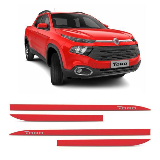 Friso lateral fiat toro 2015 / 2017 vermelho colorado 4pcs (faca) Menor preço em Friso lateral fiat toro 2015 / 2017 vermelho colorado 4pcs (faca)