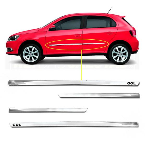 Friso Lateral Slim Gol G5 G6 G7 G8 2008 a 2023 Kit Cromado Personalizado 4 Portas Menor preço em Friso Lateral Slim Gol G5 G6 G7 G8 2008 a 2023 Kit Cromado Personalizado 4 Portas