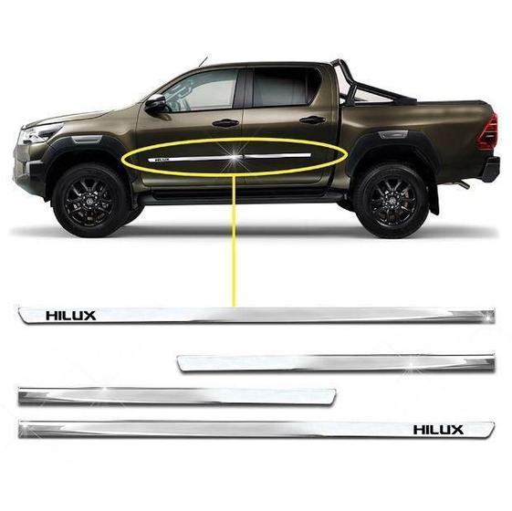 Friso Lateral Slim Toyota Hilux 2005 Á 2023 Kit Cromado 4P Menor preço em Friso Lateral Slim Toyota Hilux 2005 Á 2023 Kit Cromado 4P