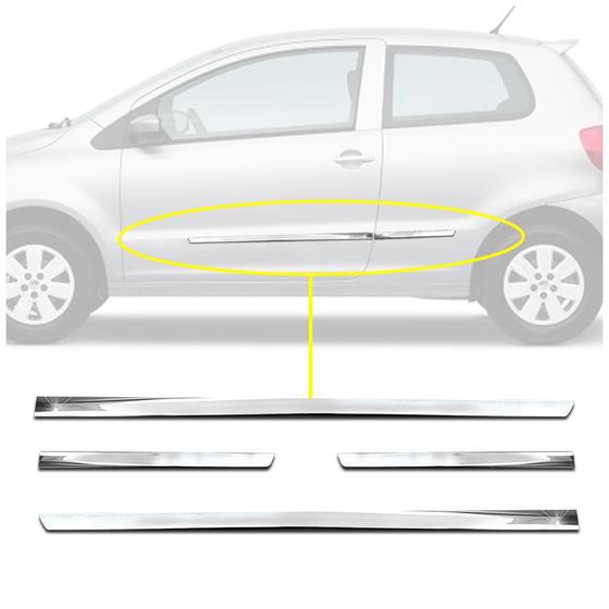 Imagem de Friso Lateral Slim Universal Para Hatch Sedan SUVs Pick'ups Kit Cromado Sem Nome 2 portas